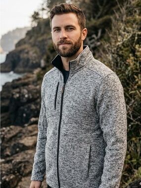 KNOSS Men’s Full-Zip Sweater Fleece Jacket